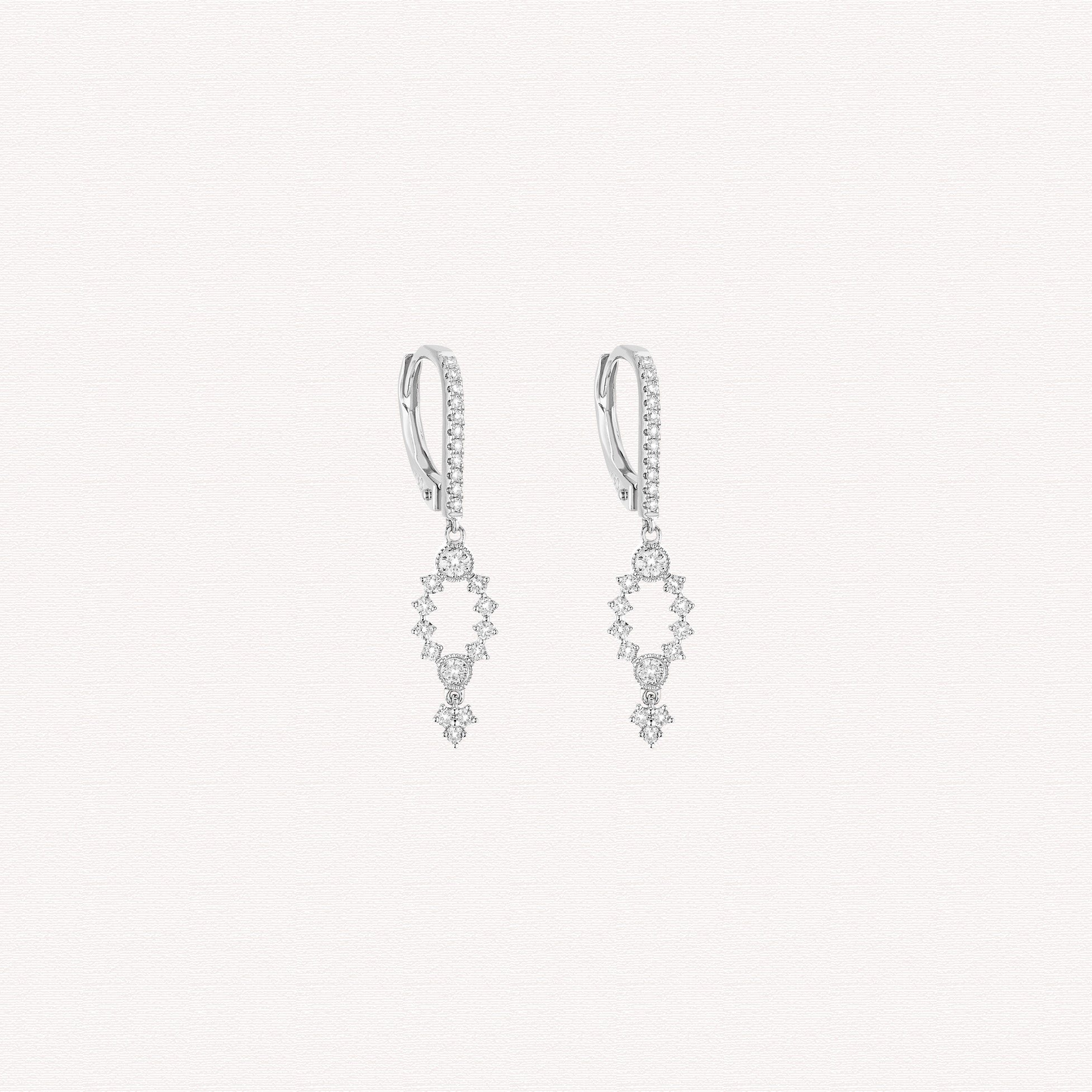 Boucles D'oreilles Vintage Galalithe Marron Marbré - Métal Argenté, Clous, Occasion